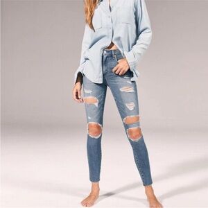 Abercrombie distressed denim jeans Simone high rise super skinny jeans ripped